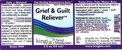 Image Of Label (Grief And Guilt Reliever)